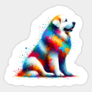 Colorful Abstract Great Pyrenees in Splash Paint Style Sticker